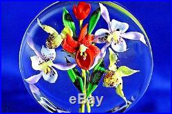 SPECTACULAR Paul STANKARD Floral ORCHID BOUQUET Art GLASS Paperweight
