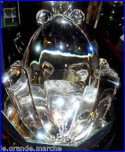 STEUBEN AMERICAN ART GLASS 1960s LLOYD ATKINS CRYSTAL FROG PAPERWEIGHT FIGURINE