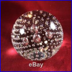 STEUBEN Art Glass Crystal Ball Globe Luminor 5 Bubble Paperweight Signed 1903-33
