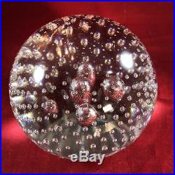 STEUBEN Art Glass Crystal Ball Globe Luminor 5 Bubble Paperweight Signed 1903-33