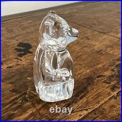 STEUBEN Glass TEDDY BEAR Hand Cooler Art Paperweight Figure Signed Mint in BOX