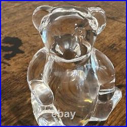 STEUBEN Glass TEDDY BEAR Hand Cooler Art Paperweight Figure Signed Mint in BOX