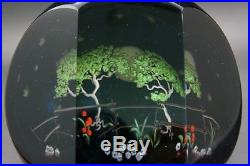 STUART ABELMAN Trees & Moon Art Glass Faceted LT ED Paperweight, Apr 3.5Hx3.5W