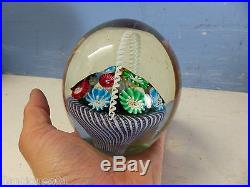 Stunning Large Old Murano Fratelli Toso Millefiori Basket Paperweight -very Rare