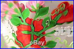 STUNNING Magnum VICTOR TRABUCCO Glass Art RED ROSE BOUQUET Faceted PAPERWEIGHT