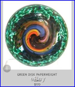 STUNNING RICK BECK (HAND BLOWN) Art Glass Disc Paperweight, Signed