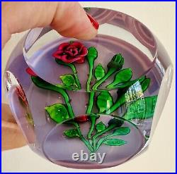 Saint Louis 1978 Limited Edition Faceted Rose Art Glass Paperweight