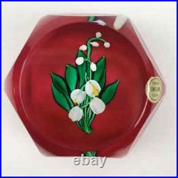 Saint Louis Lily of the Valley Flower Vintage 1982 Lampwork Faceted Paperweight