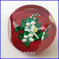 Saint Louis Lily of the Valley Flower Vintage 1982 Lampwork Faceted Paperweight