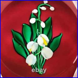 Saint Louis Lily of the Valley Flower Vintage 1982 Lampwork Faceted Paperweight