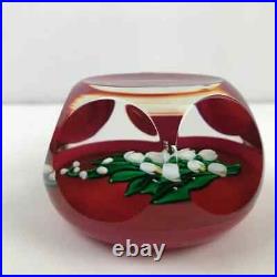 Saint Louis Lily of the Valley Flower Vintage 1982 Lampwork Faceted Paperweight