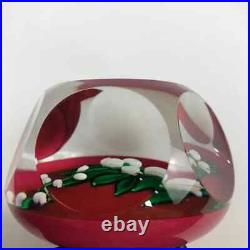 Saint Louis Lily of the Valley Flower Vintage 1982 Lampwork Faceted Paperweight