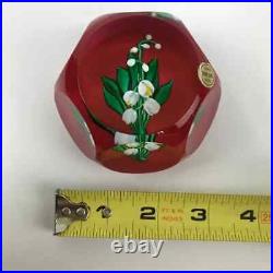 Saint Louis Lily of the Valley Flower Vintage 1982 Lampwork Faceted Paperweight