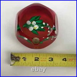 Saint Louis Lily of the Valley Flower Vintage 1982 Lampwork Faceted Paperweight