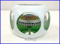 Saint Louis Paperweight Faceted White Overlay Millefiori Mushroom Signed SL 1981