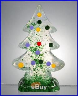Saks Fifth Avenue Made In Italy Murano Art Glass Christmas Tree Paperweight