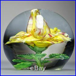 Salazar Lundberg Studio American Art Glass Lampwork Rose Flower Paperweight
