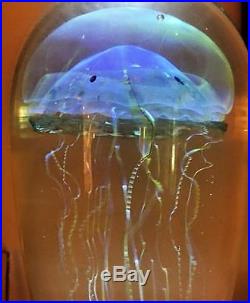 Satava Art Glass Moon Jellyfish Large Paperweight Sculpture 7 Hand Blown Signed