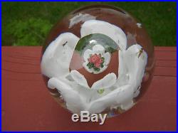 Scarce Joe Zimmerman Glass FIrst Rose 1966 Paperweight Rose Bouquet in Bubble