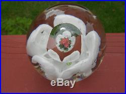 Scarce Joe Zimmerman Glass FIrst Rose 1966 Paperweight Rose Bouquet in Bubble