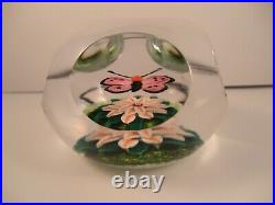 Scottish Borders Art Glass Butterfly Flower Lampwork Millefiori Paperweight PH