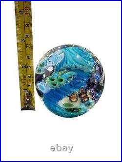 Seascape Ocean Reef Orb Paperweight Blues One of a Kind Signed Garrelts NEW
