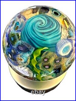 Seascape Ocean Reef Orb Paperweight Blues One of a Kind Signed Scotty G. NEW