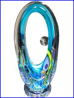 Seascape Portal Multicolored Murrini Cane Bullicante Bubbles Signed Art Glass