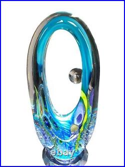 Seascape Portal Multicolored Murrini Cane Bullicante Bubbles Signed Art Glass