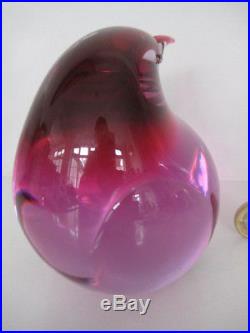 Seguso Vetri D'arte Murano / Venetian Penguin Bird Paperweight Pink Purple Glass
