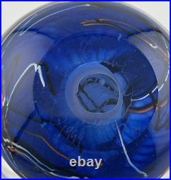 Shawn Messenger 1999 Blue Dichroic Graphic Evolution Glass Paperweight