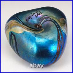 Siddy Langley Iridescent Glass Pebble Paperweight 2003