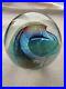 Signed 1986 Robert Eickholt Iridescent Blue/green 3.5 Art Glass Paperweight Exc