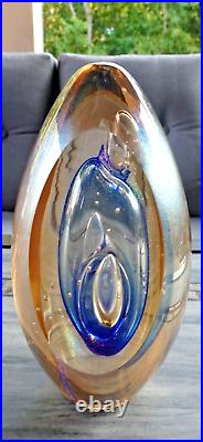 Signed 1991 Robert Eickholt Art Glass Faceted Iridescent Sommerso Paperweight 5