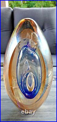 Signed 1991 Robert Eickholt Art Glass Faceted Iridescent Sommerso Paperweight 5