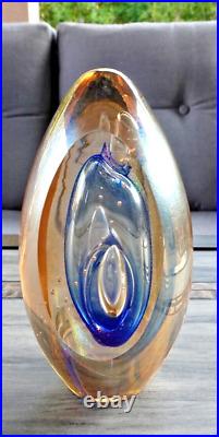 Signed 1991 Robert Eickholt Art Glass Faceted Iridescent Sommerso Paperweight 5