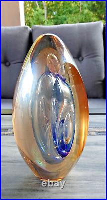 Signed 1991 Robert Eickholt Art Glass Faceted Iridescent Sommerso Paperweight 5