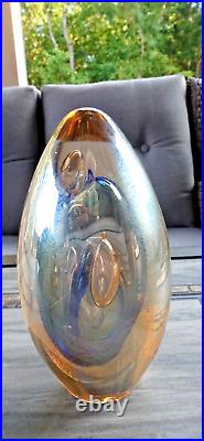 Signed 1991 Robert Eickholt Art Glass Faceted Iridescent Sommerso Paperweight 5