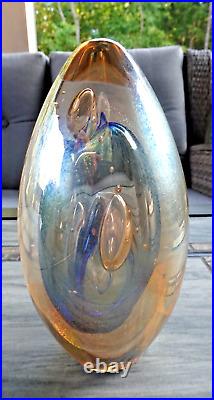 Signed 1991 Robert Eickholt Art Glass Faceted Iridescent Sommerso Paperweight 5