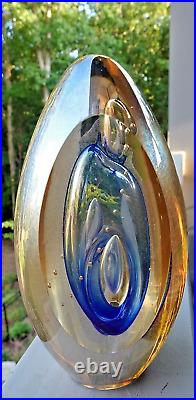 Signed 1991 Robert Eickholt Art Glass Faceted Iridescent Sommerso Paperweight 5