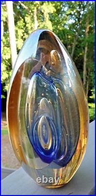 Signed 1991 Robert Eickholt Art Glass Faceted Iridescent Sommerso Paperweight 5