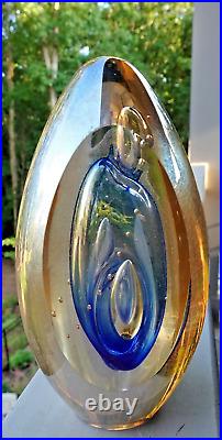 Signed 1991 Robert Eickholt Art Glass Faceted Iridescent Sommerso Paperweight 5