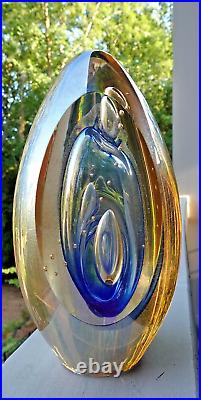 Signed 1991 Robert Eickholt Art Glass Faceted Iridescent Sommerso Paperweight 5