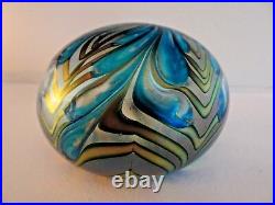 Signed 1999 Daniel LOTTON Art Studio Glass Paperweight IRIDESCENT Pulled Feather