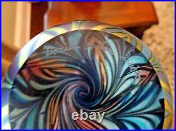 Signed 1999 Daniel LOTTON Art Studio Glass Paperweight IRIDESCENT Pulled Feather