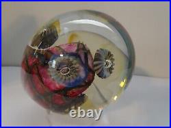 Signed 2001 Robert Eickholt ANEMONES with Pink Coral Art Glass Paperweight