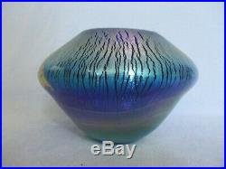 Signed Art Glass Decorative 8 Vase Bowl Artist Robert Eickholt 1988 Cobalt Blue