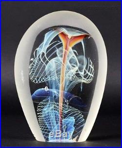 Signed BILL SLADE Studio Art Glass Silver Veiled Paperweight Sculpture NR RDR