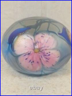 Signed Charles Lotton 1979 Art Glass Multi-flora 3 Paperweight 62/100 Florals