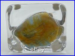 Signed Daum France Art Glass Paperweight Art Deco Fish 5.25 Across